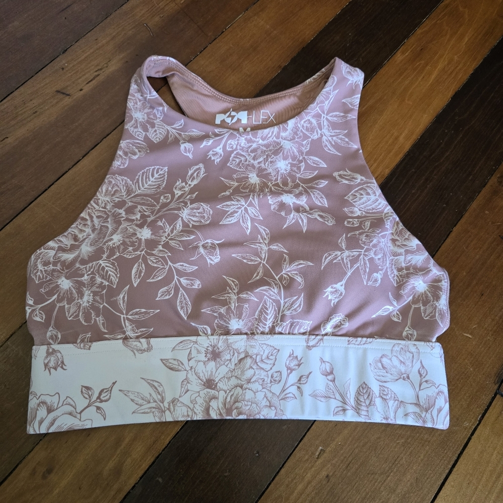POPFLEX Harmony High Neck Sports Bra - Tan Rose